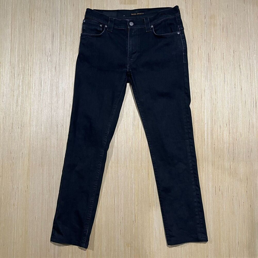 Nudie Jeans Men Thin Finn Back 2 Black 32x34 (Fits 32x29) Slim Fit Stretch Italy